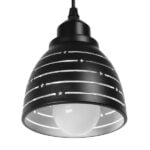 GloboStar® LINE STARS 01483 Μοντέρνο Κρεμαστό Φωτιστικό Οροφής Μονόφωτο 1 x E27 Μεταλλικό Μαύρο Λευκό Καμπάνα Φ13 x Υ14cm - Image 5