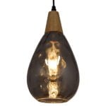 GloboStar® NOAH 01489 Μοντέρνο Κρεμαστό Φωτιστικό Οροφής Μονόφωτο 1 x E27 Γυάλινο με Ξύλο Μαύρο Φιμέ Νίκελ Φ16 x Υ30cm - Image 2