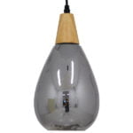 GloboStar® NOAH 01489 Μοντέρνο Κρεμαστό Φωτιστικό Οροφής Μονόφωτο 1 x E27 Γυάλινο με Ξύλο Μαύρο Φιμέ Νίκελ Φ16 x Υ30cm - Image 5