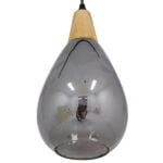 GloboStar® NOAH 01489 Μοντέρνο Κρεμαστό Φωτιστικό Οροφής Μονόφωτο 1 x E27 Γυάλινο με Ξύλο Μαύρο Φιμέ Νίκελ Φ16 x Υ30cm - Image 6