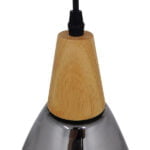 GloboStar® NOAH 01489 Μοντέρνο Κρεμαστό Φωτιστικό Οροφής Μονόφωτο 1 x E27 Γυάλινο με Ξύλο Μαύρο Φιμέ Νίκελ Φ16 x Υ30cm - Image 7