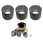 GloboStar® RAMSON 01525 Μοντέρνο Κρεμαστό Φωτιστικό Οροφής Τρίφωτο 3 x E27 Μαύρο με Ξύλο και Υφασμάτινα Καπελα Φ67 x Υ65cm - Image 7
