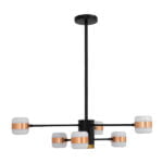 GloboStar® ORNATE 01552 Μοντέρνο Φωτιστικό Οροφής LED 56 Watt Πολύφωτο Μαύρο με Μπρονζέ και Χρυσές Λεπτομέρειες Μεταλλικό Λευκό Ημέρας 4500k Φ63 x Y36-45cm - Image 2