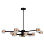 GloboStar® ORNATE 01553 Μοντέρνο Φωτιστικό Οροφής LED 104 Watt Πολύφωτο Μαύρο με Μπρονζέ και Χρυσές Λεπτομέρειες Μεταλλικό Λευκό Ημέρας 4500k Φ63 x Y36-45cm - Image 2