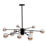 GloboStar® ORNATE 01553 Μοντέρνο Φωτιστικό Οροφής LED 104 Watt Πολύφωτο Μαύρο με Μπρονζέ και Χρυσές Λεπτομέρειες Μεταλλικό Λευκό Ημέρας 4500k Φ63 x Y36-45cm - Image 4