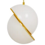 GloboStar® HUDSON 01554 Μοντέρνο Κρεμαστό Φωτιστικό Οροφής Μονόφωτο 1 x E27 Λευκό με Χρυσό Φ20 x Υ25cm - Image 3