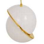 GloboStar® HUDSON 01554 Μοντέρνο Κρεμαστό Φωτιστικό Οροφής Μονόφωτο 1 x E27 Λευκό με Χρυσό Φ20 x Υ25cm - Image 5