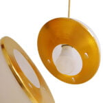GloboStar® HUDSON 01554 Μοντέρνο Κρεμαστό Φωτιστικό Οροφής Μονόφωτο 1 x E27 Λευκό με Χρυσό Φ20 x Υ25cm - Image 7