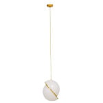 GloboStar® HUDSON 01555 Μοντέρνο Κρεμαστό Φωτιστικό Οροφής Μονόφωτο 1 x E27 Λευκό με Χρυσό Φ30 x Υ34cm - Image 2