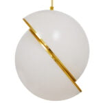 GloboStar® HUDSON 01555 Μοντέρνο Κρεμαστό Φωτιστικό Οροφής Μονόφωτο 1 x E27 Λευκό με Χρυσό Φ30 x Υ34cm - Image 3
