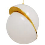 GloboStar® HUDSON 01555 Μοντέρνο Κρεμαστό Φωτιστικό Οροφής Μονόφωτο 1 x E27 Λευκό με Χρυσό Φ30 x Υ34cm - Image 4