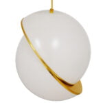GloboStar® HUDSON 01555 Μοντέρνο Κρεμαστό Φωτιστικό Οροφής Μονόφωτο 1 x E27 Λευκό με Χρυσό Φ30 x Υ34cm - Image 5