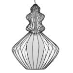 GloboStar® LILY 01558 Vintage Industrial Κρεμαστό Φωτιστικό Οροφής Μονόφωτο Μαύρο Μεταλλικό Πλέγμα και Υφασμάτινο Εσωτερικό Καπέλο Φ40 x Υ60cm - Image 3