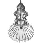 GloboStar® LILY 01558 Vintage Industrial Κρεμαστό Φωτιστικό Οροφής Μονόφωτο Μαύρο Μεταλλικό Πλέγμα και Υφασμάτινο Εσωτερικό Καπέλο Φ40 x Υ60cm - Image 4