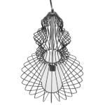 GloboStar® LILY 01558 Vintage Industrial Κρεμαστό Φωτιστικό Οροφής Μονόφωτο Μαύρο Μεταλλικό Πλέγμα και Υφασμάτινο Εσωτερικό Καπέλο Φ40 x Υ60cm - Image 5