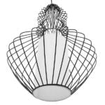 GloboStar® LILY 01558 Vintage Industrial Κρεμαστό Φωτιστικό Οροφής Μονόφωτο Μαύρο Μεταλλικό Πλέγμα και Υφασμάτινο Εσωτερικό Καπέλο Φ40 x Υ60cm - Image 6
