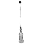 GloboStar® VICKY 01559 Vintage Industrial Κρεμαστό Φωτιστικό Οροφής Μονόφωτο Μαύρο Μεταλλικό Πλέγμα και Υφασμάτινο Εσωτερικό Καπέλο Φ18 x Υ65cm - Image 2