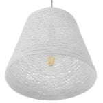GloboStar® PLAYROOM 01562 Vintage Κρεμαστό Φωτιστικό Οροφής Μονόφωτο 1 x E27 Λευκό Ξύλινο Ψάθινο Rattan Φ32 x Υ27cm - Image 5