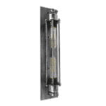 GloboStar® REBELL 01567 Vintage Industrial Φωτιστικό Τοίχου Απλίκα Δίφωτο Ασημί Σκουριά Μεταλλικό Πλέγμα Μ9.5 x Π10 x Υ47cm - Image 2