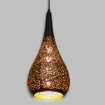 GloboStar® CORONA 01589 Μοντέρνο Κρεμαστό Φωτιστικό Οροφής Μονόφωτο 1 x E27 Μαύρο με Χρυσό Μεταλλικό Καμπάνα Φ20 x Υ46cm - Image 2