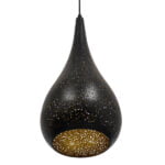 GloboStar® CORONA 01589 Μοντέρνο Κρεμαστό Φωτιστικό Οροφής Μονόφωτο 1 x E27 Μαύρο με Χρυσό Μεταλλικό Καμπάνα Φ20 x Υ46cm - Image 6