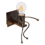 GloboStar® LITTLE 01592 Μοντέρνο Φωτιστικό Τοίχου Απλίκα Μονόφωτο Καφέ Σκουριά Μεταλλικό Μ12 x Π19 x Υ17cm - Image 2