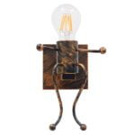 GloboStar® LITTLE 01592 Μοντέρνο Φωτιστικό Τοίχου Απλίκα Μονόφωτο Καφέ Σκουριά Μεταλλικό Μ12 x Π19 x Υ17cm - Image 3
