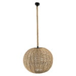 GloboStar® MANDALA 01593 Vintage Κρεμαστό Φωτιστικό Μπάλα Μονόφωτο 1 x E27 IP20 Μπεζ Σχοινί - Μ60 x Π60 x Υ45cm - Image 2