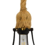 GloboStar® CAMBER 01594 Vintage Industrial Κρεμαστό Φωτιστικό Οροφής Μονόφωτο 1 x E27 Μαύρο Μεταλλικό Πλέγμα με Μπεζ Σχοινί Φ11 x Υ25cm - Image 6