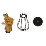 GloboStar® CAMBER 01594 Vintage Industrial Κρεμαστό Φωτιστικό Οροφής Μονόφωτο 1 x E27 Μαύρο Μεταλλικό Πλέγμα με Μπεζ Σχοινί Φ11 x Υ25cm - Image 9