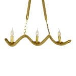 GloboStar® LUXOR 01598 Vintage Κρεμαστό Φωτιστικό Ανάρτηση Τρίφωτο 3 x E14 IP20 Χρυσό Μέταλλο με Μπεζ Σχοινί - Μ75 x Π13 x Y18cm - Image 2