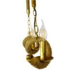 GloboStar® LUXOR 01598 Vintage Κρεμαστό Φωτιστικό Ανάρτηση Τρίφωτο 3 x E14 IP20 Χρυσό Μέταλλο με Μπεζ Σχοινί - Μ75 x Π13 x Y18cm - Image 4