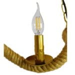 GloboStar® LUXOR 01598 Vintage Κρεμαστό Φωτιστικό Ανάρτηση Τρίφωτο 3 x E14 IP20 Χρυσό Μέταλλο με Μπεζ Σχοινί - Μ75 x Π13 x Y18cm - Image 7