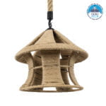 GloboStar® SOLITARIO 01606 Boho Κρεμαστό Φωτιστικό Φιγούρα Μονόφωτο 1 x E27 IP20 Μπεζ Σχοινί -Μ36 x Π36 x Y30cm