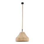 GloboStar® DOGMA 01609 Vintage Κρεμαστό Φωτιστικό Οροφής Μονόφωτο 1 x E27 Καμπάνα με Μπεζ Σχοινί Φ38 x Υ28cm - Image 4