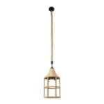 GloboStar® YUBA 01612 Boho Κρεμαστό Φωτιστικό Πλέγμα Μονόφωτο 1 x E27 IP20 Μπεζ Σχοινί - Μ22 x Π22 x Y40cm - Image 4