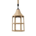 GloboStar® YUBA 01612 Boho Κρεμαστό Φωτιστικό Πλέγμα Μονόφωτο 1 x E27 IP20 Μπεζ Σχοινί - Μ22 x Π22 x Y40cm - Image 5