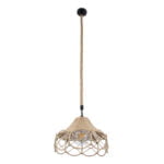 GloboStar® TESSUTI 01614 Vintage Κρεμαστό Φωτιστικό Οροφής Μονόφωτο 1 x E27 Πλέγμα με Μπεζ Σχοινί Φ39 x Υ31cm - Image 4