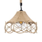 GloboStar® TESSUTI 01614 Vintage Κρεμαστό Φωτιστικό Οροφής Μονόφωτο 1 x E27 Πλέγμα με Μπεζ Σχοινί Φ39 x Υ31cm - Image 6