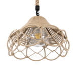 GloboStar® TESSUTI 01614 Vintage Κρεμαστό Φωτιστικό Οροφής Μονόφωτο 1 x E27 Πλέγμα με Μπεζ Σχοινί Φ39 x Υ31cm - Image 7