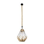 GloboStar® CONICAL 01617 Vintage Κρεμαστό Φωτιστικό Οροφής Μονόφωτο 1 x E27 Πλέγμα με Μπεζ Σχοινί Φ30 x Υ40cm - Image 4