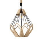 GloboStar® CONICAL 01617 Vintage Κρεμαστό Φωτιστικό Οροφής Μονόφωτο 1 x E27 Πλέγμα με Μπεζ Σχοινί Φ30 x Υ40cm - Image 5