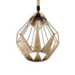 GloboStar® CONICAL 01617 Vintage Κρεμαστό Φωτιστικό Οροφής Μονόφωτο 1 x E27 Πλέγμα με Μπεζ Σχοινί Φ30 x Υ40cm - Image 6