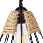 GloboStar® CONICAL 01617 Vintage Κρεμαστό Φωτιστικό Οροφής Μονόφωτο 1 x E27 Πλέγμα με Μπεζ Σχοινί Φ30 x Υ40cm - Image 8