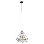 GloboStar® KAIRI 01618 Μοντέρνο Industrial Κρεμαστό Φωτιστικό Οροφής Μονόφωτο 1 x E27 Μαύρο με Άσπρο Ύφασμα Μεταλλικό Πλέγμα Φ38 x Υ39cm - Image 2