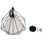 GloboStar® KAIRI 01618 Μοντέρνο Industrial Κρεμαστό Φωτιστικό Οροφής Μονόφωτο 1 x E27 Μαύρο με Άσπρο Ύφασμα Μεταλλικό Πλέγμα Φ38 x Υ39cm - Image 8