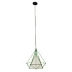 GloboStar® KAIRI 01622 Μοντέρνο Industrial Κρεμαστό Φωτιστικό Οροφής Μονόφωτο 1 x E27 Πράσινο με Άσπρο Ύφασμα Μεταλλικό Πλέγμα Φ38 x Υ39cm - Image 2