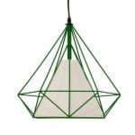 GloboStar® KAIRI 01622 Μοντέρνο Industrial Κρεμαστό Φωτιστικό Οροφής Μονόφωτο 1 x E27 Πράσινο με Άσπρο Ύφασμα Μεταλλικό Πλέγμα Φ38 x Υ39cm - Image 3