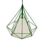GloboStar® KAIRI 01622 Μοντέρνο Industrial Κρεμαστό Φωτιστικό Οροφής Μονόφωτο 1 x E27 Πράσινο με Άσπρο Ύφασμα Μεταλλικό Πλέγμα Φ38 x Υ39cm - Image 5