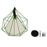 GloboStar® KAIRI 01622 Μοντέρνο Industrial Κρεμαστό Φωτιστικό Οροφής Μονόφωτο 1 x E27 Πράσινο με Άσπρο Ύφασμα Μεταλλικό Πλέγμα Φ38 x Υ39cm - Image 8